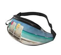 Marsupio a tracolla grande per donne e uomini, con stampa di barboncini rosa, marsupio da uomo e donna, alla moda, con cinghia regolabile, per allenamento, corsa, viaggi, Beach Palm Tree Sedie Barche,