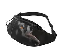 Marsupio a tracolla grande per donne e uomini, con stampa di fiori blu, marsupio per uomo e donna, alla moda, con cinghia regolabile, per allenamento, corsa, viaggi, Labrador nero., Taglia unica
