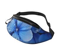 Marsupio a tracolla grande per donne e uomini, con stampa di fiori blu, marsupio per uomo e donna, alla moda, con cinghia regolabile, per allenamento, corsa, viaggi, Fiori blu., Taglia unica