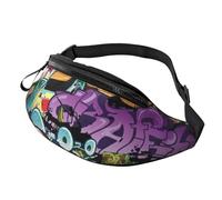 Marsupio a tracolla grande per donne e uomini, con stampa di gufi, marsupio alla moda con tracolla regolabile, per allenamento, corsa, viaggi, Graffiti Hip Hop, Taglia unica