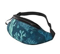 Marsupio a tracolla grande per donne e uomini, grazioso marsupio stampato Corgi per uomo e donna, marsupio alla moda con cinturino regolabile per allenamento, corsa, viaggi, Alghe blu mare verde,