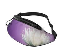 Marsupio a tracolla grande per donne e uomini, marsupio con stampa floreale colorato, per uomo e donna, alla moda, con cinghia regolabile, per allenamento, corsa, viaggi, Fiore di loto viola, Taglia