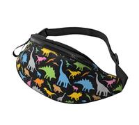 Marsupio a tracolla grande per donne e uomini, marsupio con stampa floreale colorato, per uomo e donna, alla moda, con cinghia regolabile, per allenamento, corsa, viaggi, Dinosauro colorato a forma di