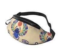 Marsupio a tracolla grande per donne e uomini, marsupio con stampa floreale colorato, per uomo e donna, alla moda, con cinghia regolabile, per allenamento, corsa, viaggi, Scarabeo egiziano, Taglia