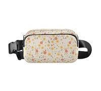 Marsupio a tracolla impermeabile a quadretti rosa con cinghia regolabile per ciclismo, escursionismo, palestra, Pois e teneri fiori di camomilla, 1 Size