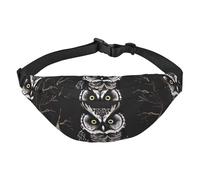 Marsupio a tracolla impermeabile con stampa di gufo tarda notte, unisex, con cinturino regolabile, nero, taglia unica, nero, taglia unica, Nero , Taglia unica