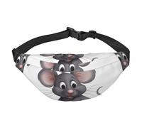 Marsupio a tracolla impermeabile con stampa di topi grigi, per donne e uomini, con cinghia regolabile, nero, taglia unica, nero, taglia unica, Nero , Taglia unica