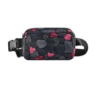 Marsupio a tracolla impermeabile per donne, uomini, adolescenti, con cinturino regolabile, per viaggi, vacanze, corsa, pietra, struttura, valentina, cartone animato, nero, 1 size