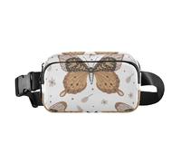 Marsupio a tracolla in stile bohémien con motivo farfalla su sfondo bianco, per donne, uomini, adolescenti, grande capacità, da corsa, con cinghia regolabile, per shopping, sport, lavoro, Motivo