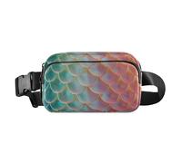 Marsupio a tracolla in stile neo-realismo colorato con motivo a squame di drago, alla moda, per donne, uomini, adolescenti, resistente all'acqua, con tracolla regolabile, per viaggi, corsa,