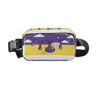 Marsupio a tracolla in stile pop art viola, elegante, per uomo e donna, mini marsupio da corsa con cinghia regolabile per allenamento