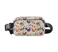 Marsupio a tracolla in stile retrò con motivo floreale, con cinghia regolabile, per viaggi, vacanze, corsa, Gallo Rustico Country Pollo Agriturismo Mexicana, 1 Size