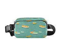 Marsupio a tracolla in stile retrò, stile bohémien, per donne, uomini, adolescenti, alla moda, per viaggi, palestra, lavoro, Barche bianche e gialle nel modello verde del lago, 1 Size