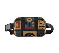 Marsupio a tracolla in stile vintage con geometrie colorate, alla moda, per uomini e donne, resistente all'acqua, con cinghia regolabile, per shopping, sport, lavoro, Geometrie colorate in stile