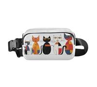 Marsupio a tracolla, motivo geometria astratta, con gatti, Multicolore, Taglia unica, casual