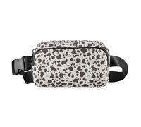 Marsupio a tracolla multiuso con motivo floreale indonesiano batik cobalto con cinghia regolabile per allenamento corsa, Mucca Spot Bianco e Nero, 1 Size
