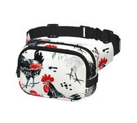 Marsupio a tracolla per donne e uomini, alla moda, marsupio per escursionismo, corsa, viaggi, galline e galli ad acquerello, Multicolore, Taglia unica, Cintura per soldi