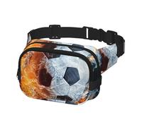 Marsupio a tracolla per donne e uomini, alla moda, marsupio per escursionismo, corsa, viaggi, pallone da calcio sul fuoco e sull'acqua, Multicolore, Taglia unica, Cintura per soldi