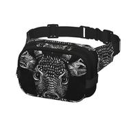 Marsupio a tracolla per donne e uomini, alla moda, marsupio per escursionismo, corsa, viaggi, testa di cervo bianca e nera, Multicolore, Taglia unica, Cintura per soldi