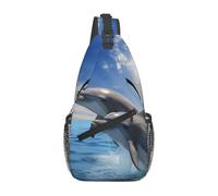 Marsupio a tracolla per donne e uomini, con due delfini, cintura regolabile, marsupio per viaggi, sport, corsa, escursionismo, marsupio, nero, taglia unica