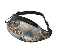 Marsupio a tracolla per donne e uomini, con famiglia di lupi, invernale, da corsa, da viaggio, per donne e uomini