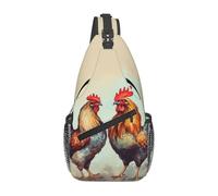 Marsupio a tracolla per donne e uomini, con gallo e gallina, regolabile, marsupio per viaggi, sport, corsa, escursionismo, marsupio, nero, taglia unica