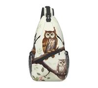 Marsupio a tracolla per donne e uomini, con gufi su un ramo, regolabile, marsupio per viaggi, sport, corsa, escursionismo, marsupio, nero, taglia unica