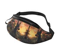 Marsupio a tracolla per donne e uomini, con motivo doberman, in meditazione, tramonto, da corsa, da viaggio, per donne e uomini