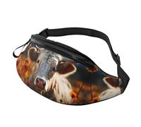 Marsupio a tracolla per donne e uomini, con mucca girasole nel campo di fiori, marsupio da corsa da viaggio per donne e uomini