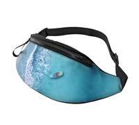 Marsupio a tracolla per donne e uomini, con onde e barche sulla spiaggia, marsupio da viaggio per donne e uomini