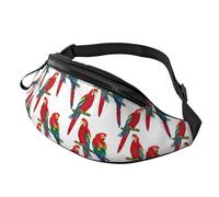 Marsupio a tracolla per donne e uomini, con pappagallo ara rossa sul ramo da corsa, marsupio da viaggio per donne e uomini