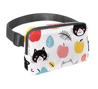 Marsupio a tracolla per donne e uomini, con stampa di muso di gatti, con tasche con cerniera, marsupio impermeabile con cinghia regolabile per allenamento, corsa, viaggi, escursionismo, Multicolore 3