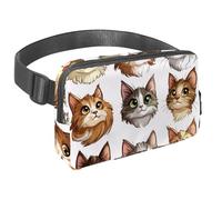 Marsupio a tracolla per donne e uomini, con stampa di muso di gatti, con tasche con cerniera, marsupio impermeabile con cinghia regolabile per allenamento, corsa, viaggi, escursionismo, Multicolore 1