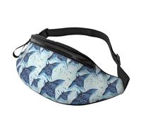 Marsupio a tracolla per donne e uomini, con stampa di pesci di razza, blu freddo, da corsa, da viaggio, per donne e uomini