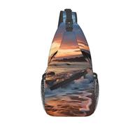 Marsupio a tracolla per donne e uomini, da spiaggia, Maui, Hawaii, tramonto, onde marine, nuvole, cintura regolabile, marsupio per viaggi, sport, corsa, escursionismo, marsupio, nero, taglia unica