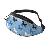 Marsupio a tracolla per donne e uomini, linea minimalista, con cavallo, nero e bianco, marsupio da corsa da viaggio per donne e uomini