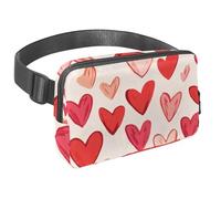 Marsupio a tracolla per donne e uomini, marsupio con cuori innamorati con tasche con cerniera, marsupio impermeabile con cinturino regolabile per allenamento, corsa, viaggi, escursionismo, Multicolore