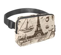 Marsupio a tracolla per donne e uomini, Marsupio retrò City of Paris con tasche con cerniera, marsupio impermeabile con cinturino regolabile per allenamento, corsa, viaggi, escursionismo, Multicolore