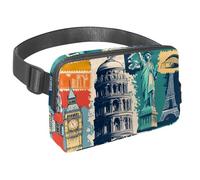 Marsupio a tracolla per donne e uomini, Marsupio retrò City of Paris con tasche con cerniera, marsupio impermeabile con cinturino regolabile per allenamento, corsa, viaggi, escursionismo, Multicolore