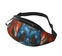 Marsupio a tracolla per donne e uomini, rosso e blu Fire Dragon F, marsupio da corsa da viaggio per donne e uomini