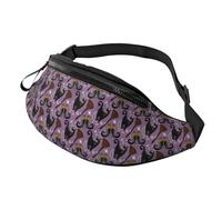 Marsupio a tracolla per donne e uomini, stile magico, stile cartone animato, scopa, gatto, corsa, marsupio da viaggio per donne e uomini