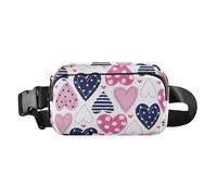 Marsupio a tracolla per donne, uomini, adolescenti, accessorio da viaggio, elegante, mini marsupio con cinghia regolabile, per viaggi, palestra, lavoro, cuori a pois, blu pesca, Cuori Spot Blu Pesca,