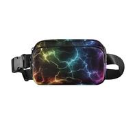 Marsupio a tracolla per donne, uomini, adolescenti, impermeabile, con cinturino regolabile, per viaggi, palestra, lavoro, Fulmine colorato nero, 1 size