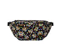 Marsupio a tracolla per la consapevolezza dell'autismo con pezzi puzzle a forma di cuore, borsa a tracolla versatile per uomini e donne con tasche con cerniera, ideale per viaggi, corsa, nero, taglia