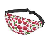 Marsupio a tracolla per pizza e cibo, per donne e uomini, grande marsupio alla moda per viaggi, corsa, marsupio unisex, ciliegie rosse, Taglia unica