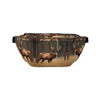 Marsupio a tracolla per sport all'aria aperta, con stampa di cervi, orsi e alci, per donne e uomini, da viaggio, per allenamento