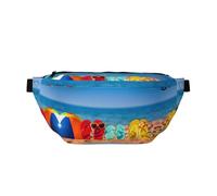 Marsupio a tracolla per sport all'aria aperta, con stampa sulla spiaggia sabbiosa, per donne e uomini, da viaggio, per allenamento