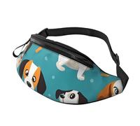 Marsupio a tracolla per uomo e donna con cane in stile cartone animato, impermeabile, per sport all'aria aperta