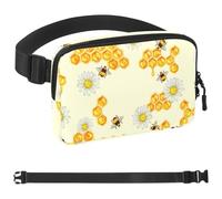 Marsupio a tracolla per uomo e donna, con motivo a ape in volo, stile cartone animato, 100 pezzi, casual, per passeggiate, corsa, escursionismo, ciclismo, Multicolore 02, 1.5x9.0x5.9in/4x23x15cm