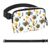 Marsupio a tracolla per uomo e donna, con motivo a ape in volo, stile cartone animato, 100 pezzi, casual, per passeggiate, corsa, escursionismo, ciclismo, Multicolore 06, 1.5x9.0x5.9in/4x23x15cm